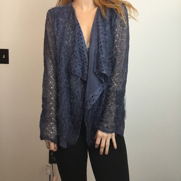 lola Sweaters - NWT Lola Italy Slate Blue Fuzzy Sparkly Sweater